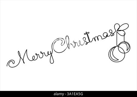 Buon Natale con una riga di lettere a mano. Design vettoriale per biglietti d'auguri natalizi, inviti, banner, decorazioni natalizie Illustrazione Vettoriale