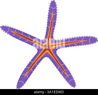 Icona Stella marina viola. Icona Starfish isolata in stile piatto, disegnata a mano da un animale Sea Star. Animale sottomarino Echinoderm. Illustrazione di Summer Vector per web design, biglietto d'auguri, poster tatuaggio Illustrazione Vettoriale