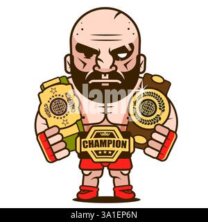 Set wrestler messicano con Mask Battle Acrobat Fighter Lucha Libre, diverse forme, cartoni animati vettoriali piatti Illustrazione Vettoriale