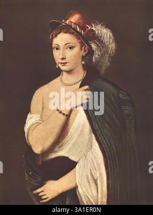 TIZIANO Vecellio (B. 1490, Pieve di Cadore, d. 1576, Venezia) Ritratto di una giovane donna anni '1530 olio su tela, 96 x 75 cm l'Eremo, San Pietroburgo la sitter del dipinto è probabilmente identica al modello della Venere di Urbino. --- parole chiave: --------------- Autore: TIZIANO Vecellio titolo: Ritratto di una giovane donna linea temporale: 1501-1550 Scuola: Italiano forma: Pittura tipo: Ritratto Foto Stock