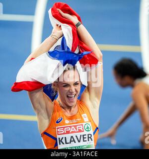 Apeldoorn, Paesi Bassi. 8 marzo 2025. APELDOORN, PAESI Bassi - 8 MARZO: Lieke Klaver dei Paesi Bassi durante i Campionati europei di atletica leggera indoor 2025 ad Omnisport l'8 marzo 2025 ad Apeldoorn, Paesi Bassi. (Foto di Andre Weening/Orange Pictures) credito: Orange Pics BV/Alamy Live News Foto Stock