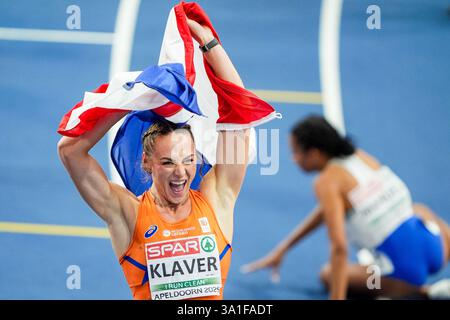Apeldoorn, Paesi Bassi. 8 marzo 2025. APELDOORN, PAESI Bassi - 8 MARZO: Lieke Klaver dei Paesi Bassi durante i Campionati europei di atletica leggera indoor 2025 ad Omnisport l'8 marzo 2025 ad Apeldoorn, Paesi Bassi. (Foto di Andre Weening/Orange Pictures) credito: Orange Pics BV/Alamy Live News Foto Stock
