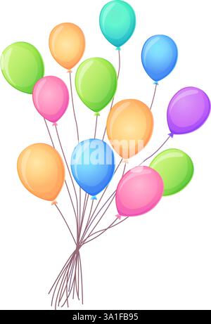 Ampia serie di palloncini colorati, illustrazione vettoriale Illustrazione Vettoriale