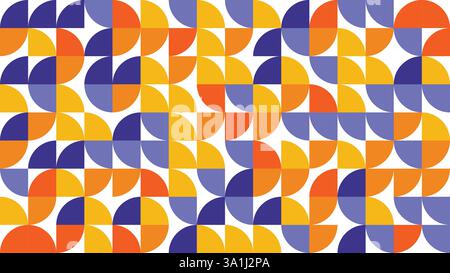Pattern Bauhuas geometrico, retro, colorato, sfondo geometrico, motivo geometrico senza cuciture, texture moderna, colori vintage, colorato Illustrazione Vettoriale