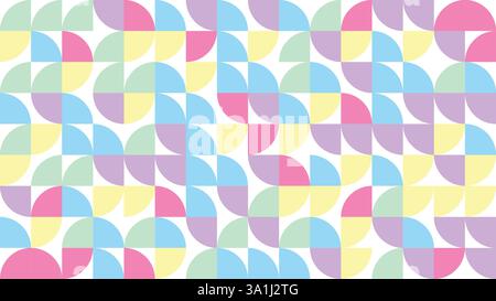 Pattern Bauhuas geometrico blu, retro, colorato, sfondo geometrico, motivo geometrico senza cuciture, texture moderna, colori vintage, colorato Illustrazione Vettoriale