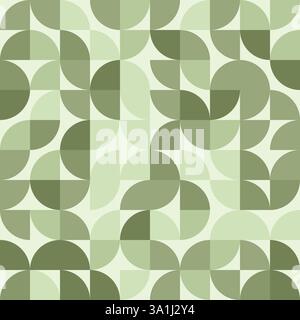 Moss Geometric Bauhuas Pattern, retro, colorato, sfondo geometrico, motivo geometrico senza cuciture, texture moderna, colori vintage, colorato Illustrazione Vettoriale