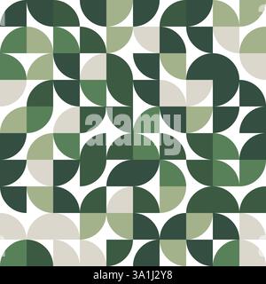 Schema Bauhuas geometrico verde, retro, colorato, sfondo geometrico, motivo geometrico senza cuciture, texture moderna, colori vintage, colorato Illustrazione Vettoriale