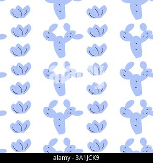 Divertente motivo di cactus a tema cowboy per tessuti e carta da parati per bambini. Illustrazione Vettoriale