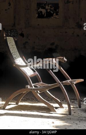 Dettagli sedia, Nana Phadnavis Wada, Menavali, Wai, Mahabaleshwar, Maharashtra, India, Asia Foto Stock