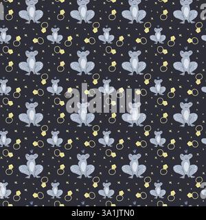 Incantevole motivo a principessa con rane e corone per l'arredamento della camera dei bambini. Illustrazione Vettoriale