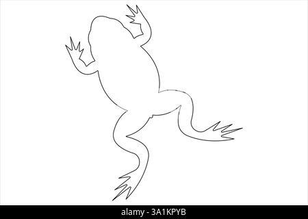 Disegno continuo su una linea di una simpatica illustrazione vettoriale del profilo rana Illustrazione Vettoriale