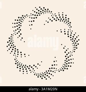 Semplice rosetta in fiore tratteggiata nera su sfondo bianco. Cornice per logo, pagine Web, stampe, poster, modello. Illustrazione Vettoriale