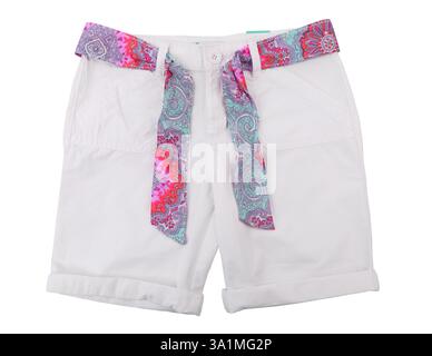 Shorts da donna. Anteriore. Isolato su sfondo bianco. Foto Stock