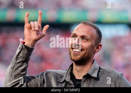 Koeln, Germania. 9 marzo 2025. Marvin Schw?be (1. FC K?ln) im intervista Google Pixel Frauen-Bundesliga, 1. FC K?LN - FC BAYERN M?NCHEN, K?LN, RHEINENERGIESTADION AM 09.03.2025 LE NORMATIVE DFB VIETANO QUALSIASI USO DI FOTOGRAFIE COME SEQUENZE DI IMMAGINI E/O QUASI-VIDEO. Credito: dpa/Alamy Live News Foto Stock