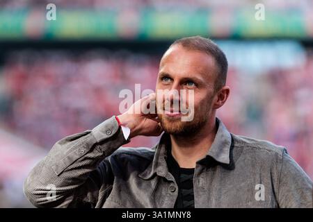 Koeln, Germania. 9 marzo 2025. Marvin Schw?be (1. FC K?ln) im intervista Google Pixel Frauen-Bundesliga, 1. FC K?LN - FC BAYERN M?NCHEN, K?LN, RHEINENERGIESTADION AM 09.03.2025 LE NORMATIVE DFB VIETANO QUALSIASI USO DI FOTOGRAFIE COME SEQUENZE DI IMMAGINI E/O QUASI-VIDEO. Credito: dpa/Alamy Live News Foto Stock