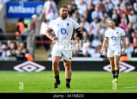 Twickenham, Regno Unito. 9 marzo 2025. Premiership Rugby. Harlequins V Leicester Tigers. Stadio Allianz. Twickenham. Will Stuart (Inghilterra) durante la partita di rugby England V Italy Guinness Mens 6 Nations all'Allianz Stadium di Londra, Regno Unito. Crediti: Sport in foto/Alamy Live News Foto Stock