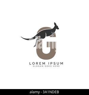 Logo Letter G con design Kangaroo. Alfabeto G con grande combinazione di simbolo Kangaroo Illustrazione Vettoriale