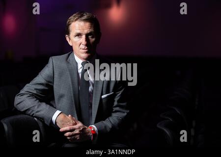 Sir Anthony Peter McCoy, Tony McCoy, AP McCoy parla con il corrispondente del Times Alan Lee della sua carriera da record. Foto Stock