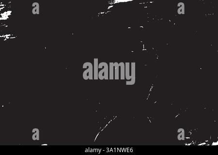 Motivo nero e bianco grunge. Particelle monocromatiche consistenza astratta. Superficie di sfondo con design scuro. Illustrazione Vettoriale