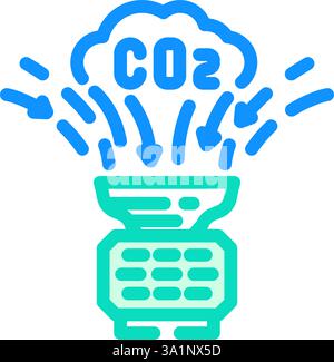 illustrazione vettoriale dell'icona dei dispositivi di acquisizione co2 color carbonio Illustrazione Vettoriale