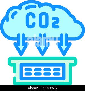 illustrazione vettoriale dell'icona del colore del carbonio di assorbimento di co2 Illustrazione Vettoriale