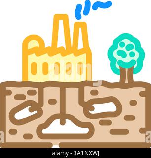illustrazione vettoriale icona colore carbonio sequestro Illustrazione Vettoriale