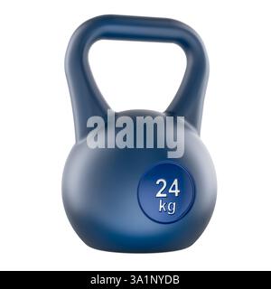 Kettlebell, 24 kg. Rendering 3D isolato su sfondo bianco Foto Stock