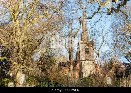 St Mary's Old Church a Stoke Newington, Londra, Regno Unito, ora sede artistica senza scopo di lucro e l'unica chiesa elisabettiana sopravvissuta a Londra Foto Stock