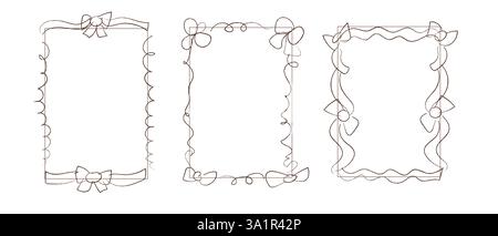 Bordi decorativi disegnati a mano per cornici creative e design artistico. Illustrazione Vettoriale