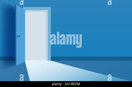 Porta aperta nella stanza, sfondo interno Illustrazione Vettoriale