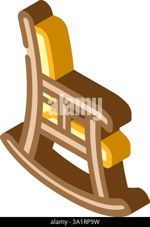 illustrazione vettoriale dell'icona isometrica della sedia a dondolo Illustrazione Vettoriale