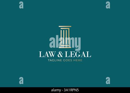 Studio legale e legale con logo Letter L Concept caratterizzato da un design classico a pilastri Illustrazione Vettoriale