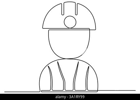 Disegno grafico continuo su una sola linea degli strumenti per la giornata del lavoro Concept Concept Vector Illustrazione Vettoriale