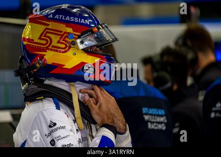 BAHRAIN INTERNATIONAL CIRCUIT, BAHRAIN - FEBBRAIO 27: Carlos Sainz, Williams Racing FW47 dalla Spagna durante i test del Bahrain International Circuit giovedì 27 febbraio 2025 a Sakhir, Bahrain (foto di Michael Potts/BSR Agency) Foto Stock