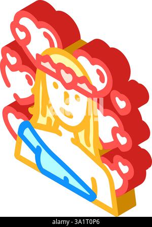 afrodite, mitologia dio greco, illustrazione isometrica con icone vettoriali Illustrazione Vettoriale