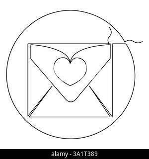 Lettera Love icona isolata icona grafica a linea singola continua disegno contorno immagine vettoriale Illustrazione Vettoriale