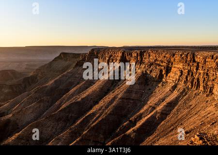 Scogliere di Fishriver Canyon, Hobas, Namibia Foto Stock