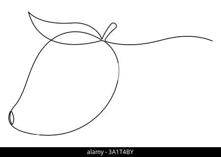 Una linea continua di disegno di sano mango organico fresco tropicale fruttetto icona vettoriale Illustrazione Vettoriale