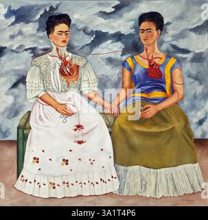 Le due Frida (Las dos Fridas), 1939. Autoritratto doppio, raffigurante due versioni di Kahlo sedute insieme. Uno indossa un abito vittoriano bianco in stile europeo, mentre l'altro indossa un tradizionale abito Tehuana. La pittrice messicana Frida Kahlo (1907-1954) ha realizzato opere ispirate alla natura e ai manufatti del Messico. Il suo stile artistico popolare ha esplorato questioni di identità, postcolonialismo, genere, classe e razza. I suoi dipinti avevano spesso forti elementi autobiografici e mescolavano realismo con fantasia. È stata descritta come surrealista o realista magico. Trovato nella collezione di M. Foto Stock