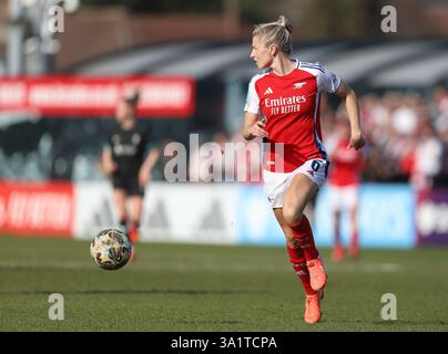 Arsenals Leah Williamson durante il quarto di finale di Adobe Women's fa Cup tra Arsenal e Liverpool al Meadow Park di Borehamwood domenica 9 marzo 2025. (Foto: Jade Cahalan | mi News) crediti: MI News & Sport /Alamy Live News Foto Stock
