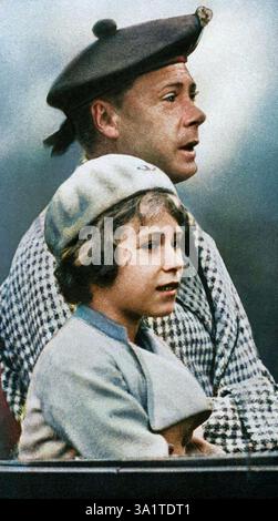 Principessa Elisabetta con suo zio "David", c1936. La futura regina Elisabetta II con suo zio, che fu per breve tempo re Edoardo VIII fino alla sua abdicazione. Illustrazione da "George V and Edward VIII, A Royal souvenir", di FGH Salusbury, un libro souvenir pubblicato come Edoardo VIII fu incoronato dopo la morte di suo padre, George V, (Daily Express Publication, Londra, 1936). (Stampa a colori in bianco e nero). Foto Stock