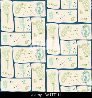 Moderno motivo paisley con graffiti senza cuciture. Ornamento indiano dipinto scatola bento sfondo infinito. Design con motivo a mosaico floreale. han vettoriale Illustrazione Vettoriale