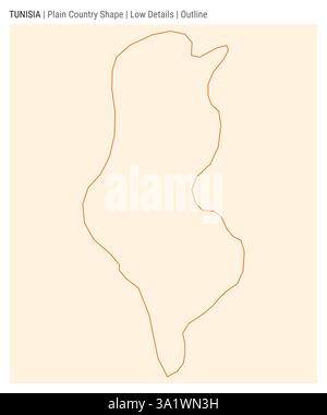 Mappa della nazione della Tunisia. Dettagli bassi. Stile contorno. Forma della Tunisia. Illustrazione vettoriale. Illustrazione Vettoriale