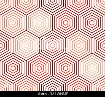 Modello esagonale ribaltabile. Sfumature dei toni di colore rosso. Semplici esagoni impilati. Esagoni grandi. Motivo senza cuciture. Illustrazione vettoriale Tileable. Illustrazione Vettoriale