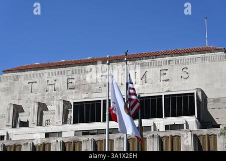 LOS ANGELES, CALIFORNIA - 8 marzo 2025: Il Los Angeles Times Building su First e Spring Street è attualmente vacante, il giornale si è trasferito a El SEG Foto Stock