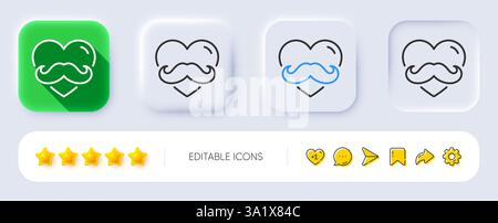 Icona della linea del giorno del padre. Pulsanti Neumorfici, ombra piatta, 3d. Il miglior segno di papa'. Simbolo del barbiere retrò. Icona del giorno padre di linea. Icone dei social media. Vettore Illustrazione Vettoriale