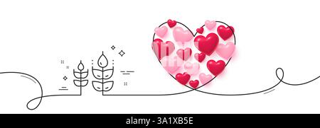 Icona linea senza glutine. Segno biologico testato. Prodotto naturale. Linea continua grande cuore. Vettore Illustrazione Vettoriale