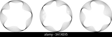 Cornice astratta con angoli interni ondulati. Bordo arrotondato con sottili linee nere. Illustrazione Vettoriale