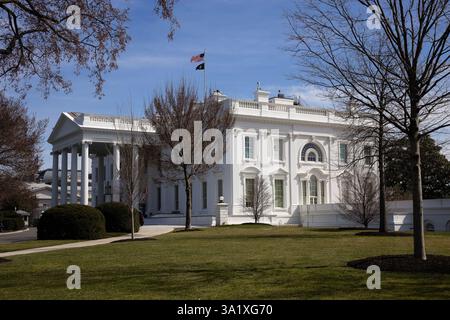 Washington, Stati Uniti. 10 marzo 2025. La Casa Bianca si vede il 10 marzo 2025. (Francis Chung/POLITICO) credito: SIPA USA/Alamy Live News Foto Stock