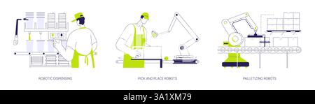 Robot industriali illustrazioni vettoriali concettuali astratte. Illustrazione Vettoriale